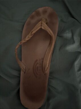 Rainbow Brown Braided Leather Flip Flop